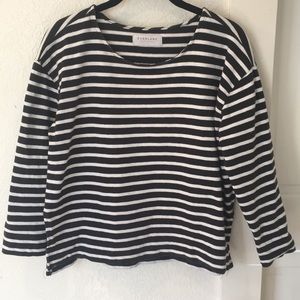Everlane 3/4 sleeve thick cotton striped top